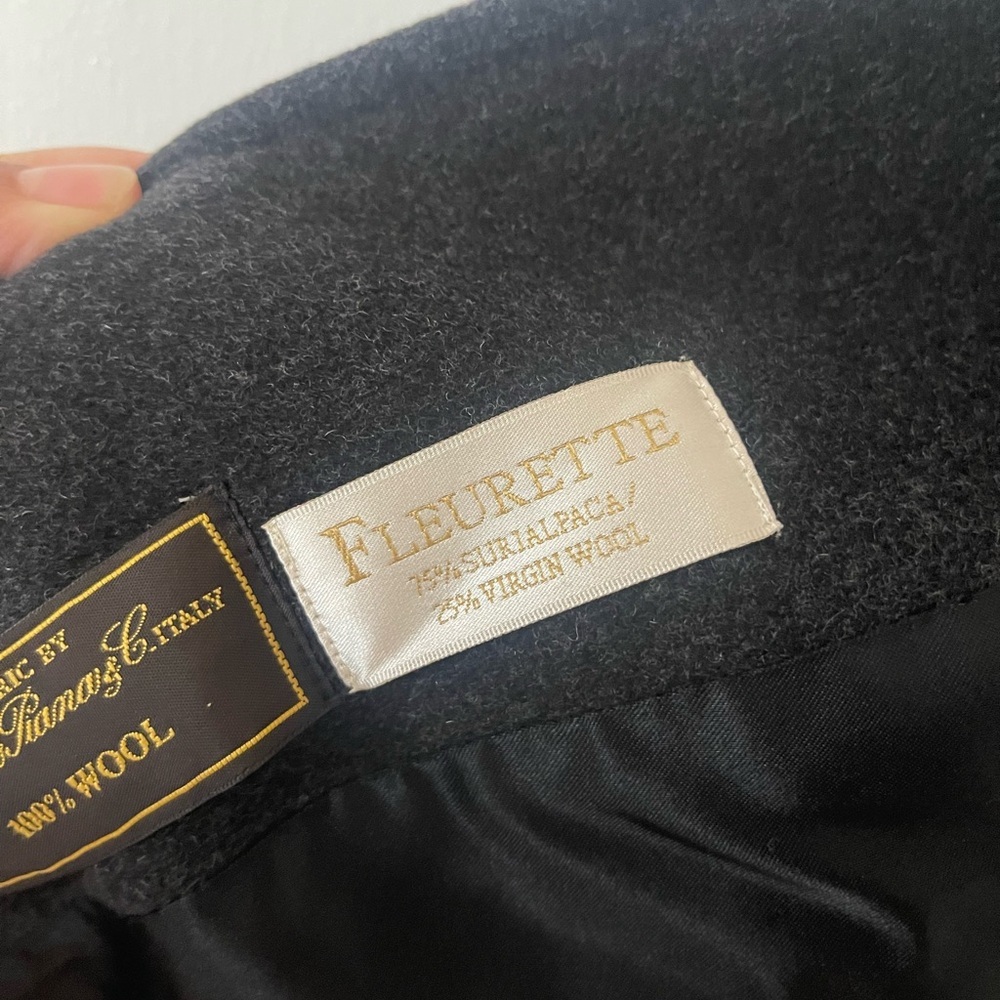 FLEURETTE Loro Piana Dark Gray Alpaca and Wool Pea Coat Made in the USA - Picture 12 of 16